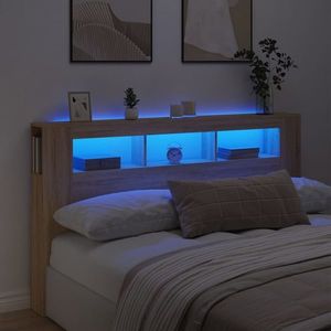 vidaXL Tăblie de pat cu LED, stejar sonoma, 180x18, 5x103, 5 cm, lemn imagine