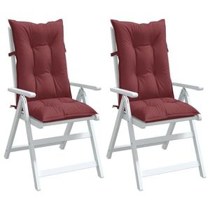 vidaXL Perne scaun cu spătar înalt, 2 buc. roșu vin 120x50x7 cm textil imagine