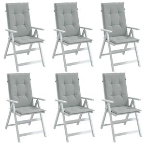 vidaXL Perne scaun cu spătar înalt 6 buc. melanj gri 120x50x4cm textil imagine