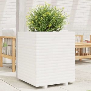 vidaXL Jardinieră de grădină, alb, 60x60x72 cm, lemn masiv de pin imagine