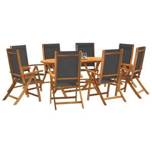 vidaXL Set mobilier de grădină, 9 piese, lemn masiv acacia/textilenă imagine