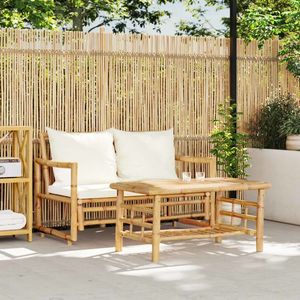 vidaXL Set canapea de grădină din 2 piese, cu perne, bambus imagine