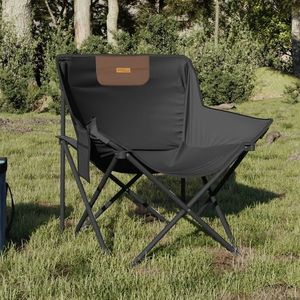 vidaXL Scaune de camping cu buzunar, pliabile, 2 buc., negru imagine