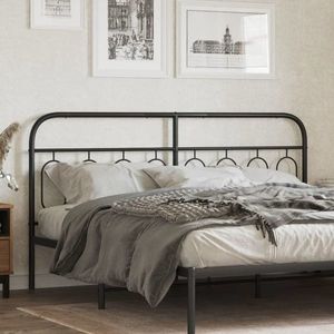 vidaXL Tăblie de pat metalică, negru, 183 cm imagine