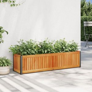 vidaXL Jardinieră de grădină, 110x30x27, 5 cm, lemn masiv acacia/oțel imagine