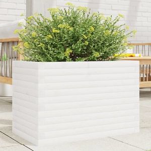 vidaXL Jardinieră de grădină, alb, 70x40x46 cm, lemn masiv de pin imagine