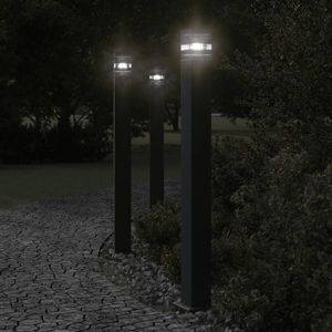 vidaXL Lampă de podea de exterior, negru, 110 cm, aluminiu imagine