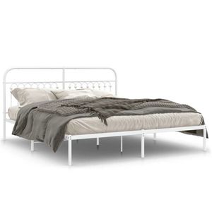 vidaXL Cadru de pat metalic cu tăblie, alb, 183x203 cm imagine