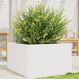 vidaXL Jardinieră de grădină, alb, 80x80x45, 5 cm, lemn masiv de pin imagine