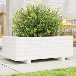 vidaXL Jardinieră de grădină, alb, 70x40x26, 5 cm, lemn masiv de pin imagine