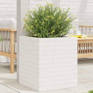 vidaXL Jardinieră de grădină, alb, 40x40x46 cm, lemn masiv de pin imagine
