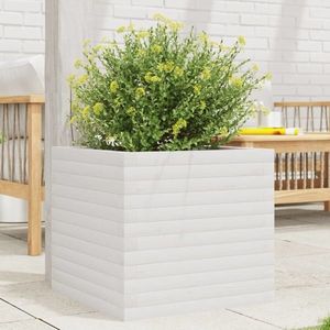 vidaXL Jardinieră de grădină, alb, 50x50x45, 5 cm, lemn masiv de pin imagine