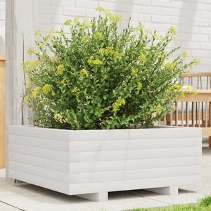 vidaXL Jardinieră de grădină, alb, 60x60x26, 5 cm, lemn masiv de pin imagine
