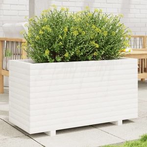 vidaXL Jardinieră de grădină, alb, 90x40x49, 5 cm, lemn masiv de pin imagine