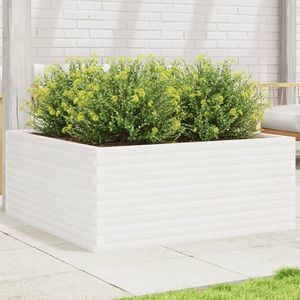 vidaXL Jardinieră de grădină, alb, 110x110x46 cm, lemn masiv de pin imagine