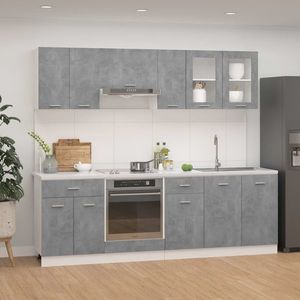 vidaXL Set dulap bucătărie, 8 piese, gri beton, PAL imagine