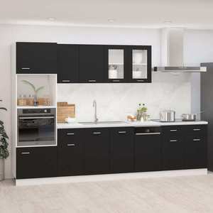 vidaXL Set dulapuri bucătărie, 7 piese, negru, lemn prelucrat imagine