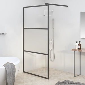 vidaXL Perete cabină duș walk-in negru 100x195 cm sticlă ESG semi-mată imagine