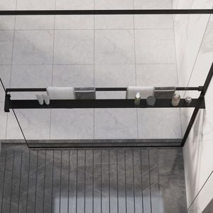 vidaXL Raft de duș pentru perete cabină de duș negru, 115 cm, aluminiu imagine