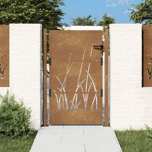 vidaXL Poartă pentru grădină, 105x130 cm, oțel corten, model iarbă imagine