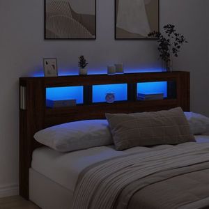 vidaXL Tăblie de pat cu LED, stejar maro, 180x18, 5x103, 5 cm, lemn imagine