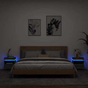 vidaXL Noptiere cu lumini LED, 2 buc., sonoma gri, 40x39x48, 5 cm imagine
