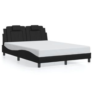 vidaXL Cadru de pat cu tăblie, negru, 140x200 cm, piele ecologică imagine