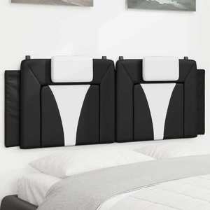 vidaXL Pernă pentru tăblie pat, negru și alb, 140cm, piele artificială imagine
