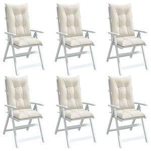 vidaXL Perne scaun spătar înalt, 6 buc. melanj crem 120x50x7 cm textil imagine