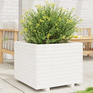 vidaXL Jardinieră de grădină, alb, 60x60x49, 5 cm, lemn masiv de pin imagine