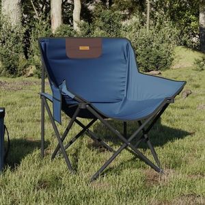 vidaXL Scaune de camping cu buzunar, pliabile, 2 buc., albastru imagine