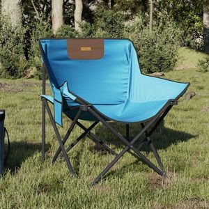 vidaXL Scaune de camping cu buzunar, pliabile, 2 buc., albastru aprins imagine