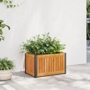 vidaXL Jardinieră de grădină, 45x30x27, 5 cm, lemn masiv acacia/oțel imagine