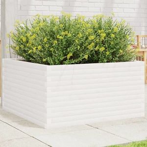 vidaXL Jardinieră de grădină, alb, 90x90x46 cm, lemn masiv de pin imagine