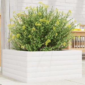 vidaXL Jardinieră de grădină, alb, 50x50x23 cm, lemn masiv de pin imagine