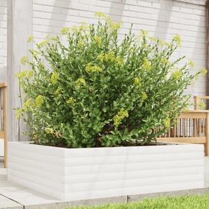 vidaXL Jardinieră de grădină, alb, 80x80x23 cm, lemn masiv de pin imagine