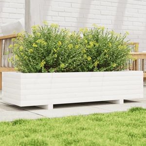vidaXL Jardinieră de grădină, alb, 110x40x26, 5 cm, lemn masiv de pin imagine