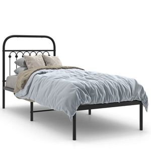 vidaXL Cadru de pat metalic cu tăblie, negru, 80x200 cm imagine