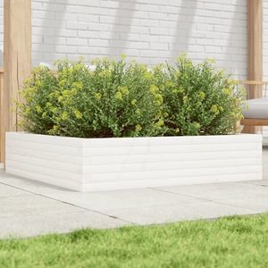 vidaXL Jardinieră de grădină, alb, 100x100x23 cm, lemn masiv de pin imagine
