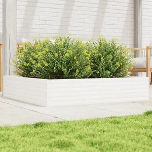 vidaXL Jardinieră de grădină, alb, 110x110x23 cm, lemn masiv de pin imagine