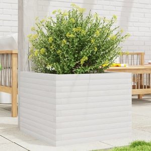 vidaXL Jardinieră de grădină, alb, 60x60x45, 5 cm, lemn masiv de pin imagine