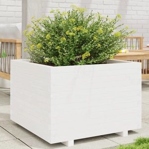 vidaXL Jardinieră de grădină, alb, 70x70x49, 5 cm, lemn masiv de pin imagine