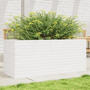 vidaXL Jardinieră de grădină, alb, 110x40x46 cm, lemn masiv de pin imagine