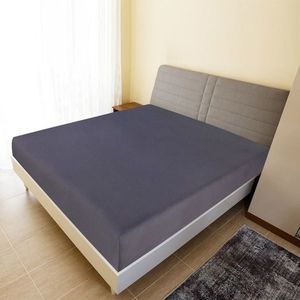 vidaXL Cearșaf de pat cu elastic, antracit, 180x200 cm, bumbac imagine