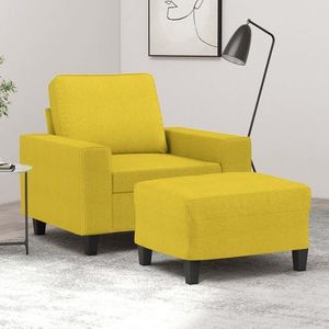 vidaXL Fotoliu canapea cu taburet, galben deschis, 60 cm, textil imagine