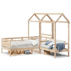 vidaXL Set pat de zi/bancă cu acoperiș, 90x200 cm, lemn masiv de pin imagine