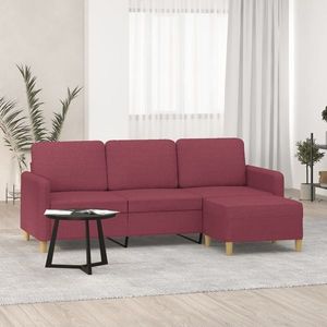 vidaXL Canapea cu 3 locuri și taburet, roșu vin, 180 cm, textil imagine