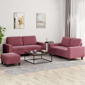 vidaXL Set de canapea, 3 piese, roșu vin, material textil imagine