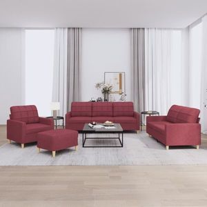 vidaXL Set canapea cu perne, 4 piese, roșu vin, material textil imagine