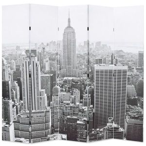 vidaXL Paravan cameră pliabil, 200x170 cm, New York pe zi, alb/negru imagine